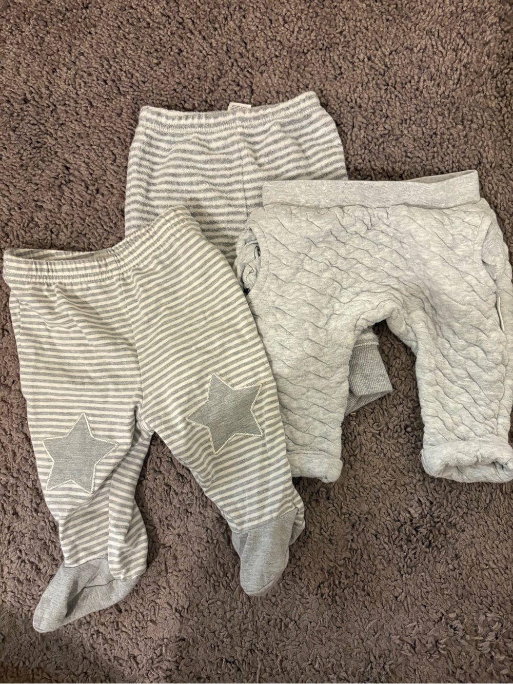 Soft Gray Baby Footed Pants Trio - Gray